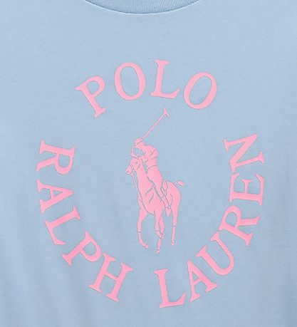 Polo Ralph Lauren T-shirt - Longwood - Lyseblå m. Rosa Polo Ralph Lauren T-shirt - Longwood - Lyseblå m. Rosa