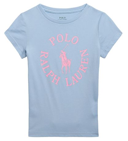 Polo Ralph Lauren T-shirt - Longwood - Lyseblå m. Rosa Polo Ralph Lauren T-shirt - Longwood - Lyseblå m. Rosa