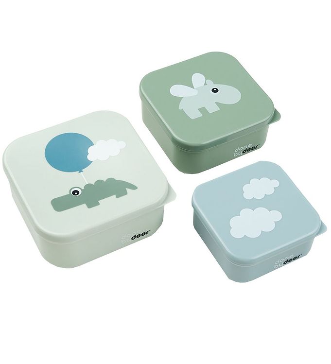 Done By Deer Snackbox - Happy Clouds - 3-pak - Grøn billede