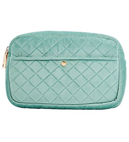 Fan Palm Toilettaske - Large - Quiltet Velour - Mint Green Fan Palm Toilettaske - Large - Quiltet Velour - Mint Green