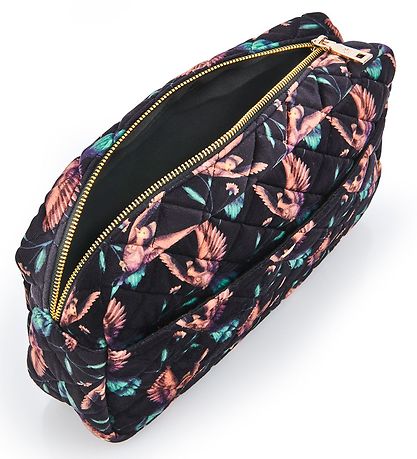 Fan Palm Toiletry Bag - Large - Quilted - Black Hummingbird
