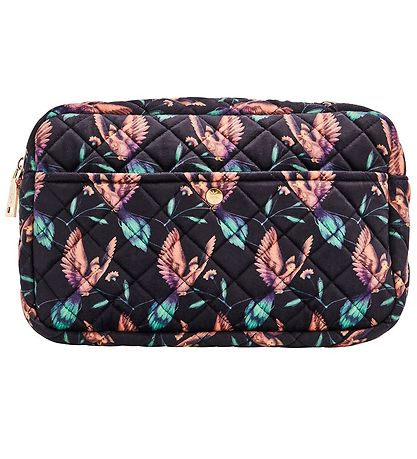 Fan Palm Toiletry Bag - Large - Quilted - Black Hummingbird