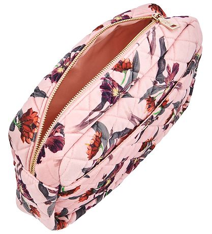 Fan Palm Toiletry Bag - Large - Quilted Velvet - Rose Hibiscus