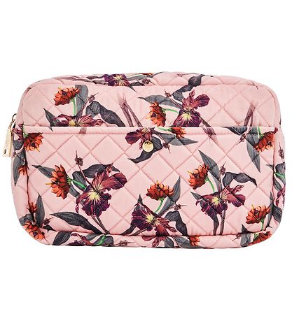 Fan Palm Toiletry Bag - Large - Quilted Velvet - Rose Hibiscus