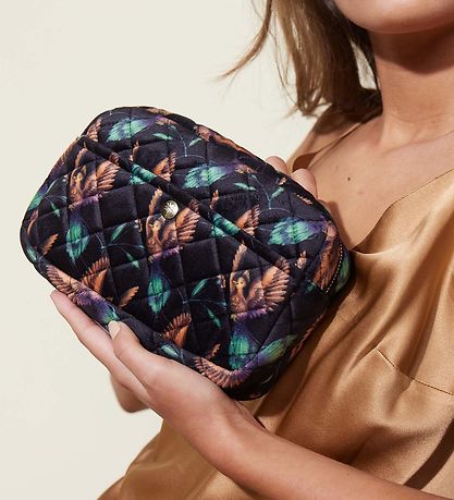 Fan Palm Toilettaske - Medium - Quiltet Velour - Black Hummingbi Fan Palm Toilettaske - Medium - Quiltet Velour - Black Hummingbi