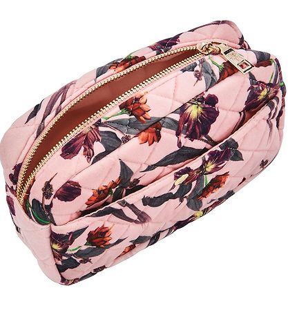 Fan Palm Toiletry Bag - Medium+ - Quilted Velvet - Rose Hibiscus