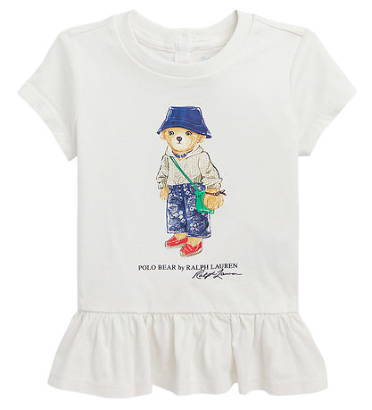 Polo Ralph Lauren T-shirt - Sa - Gråhvid m. Bamse Polo Ralph Lauren T-shirt - Sa - Gråhvid m. Bamse