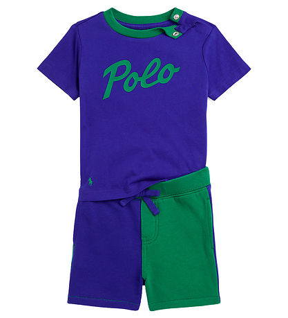 Polo Ralph Lauren T-shirt/Sweatshorts - Classics - Blå/Grön Polo Ralph Lauren T-shirt/Sweatshorts - Classics - Blå/Grön