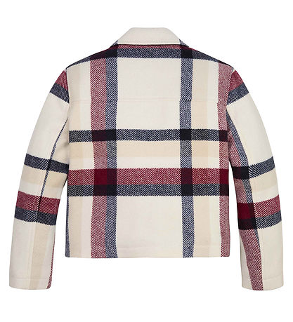 Tommy Hilfiger Jakke - Check Peacoat - Cremeternet med Navy/Rød