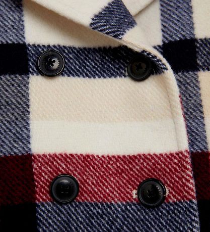Tommy Hilfiger Jakke - Check Peacoat - Cremeternet med Navy/Rød