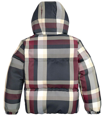Tommy Hilfiger Dynejakke - Global Stripe Check - Rød/Hvid/Navyte