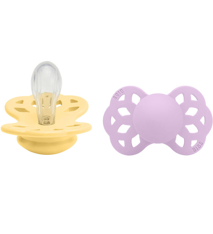 BIBS Infinity Symmetrisk Sut Silikone 2-Pak Str. 1 - Pale Butter/Violet Sky