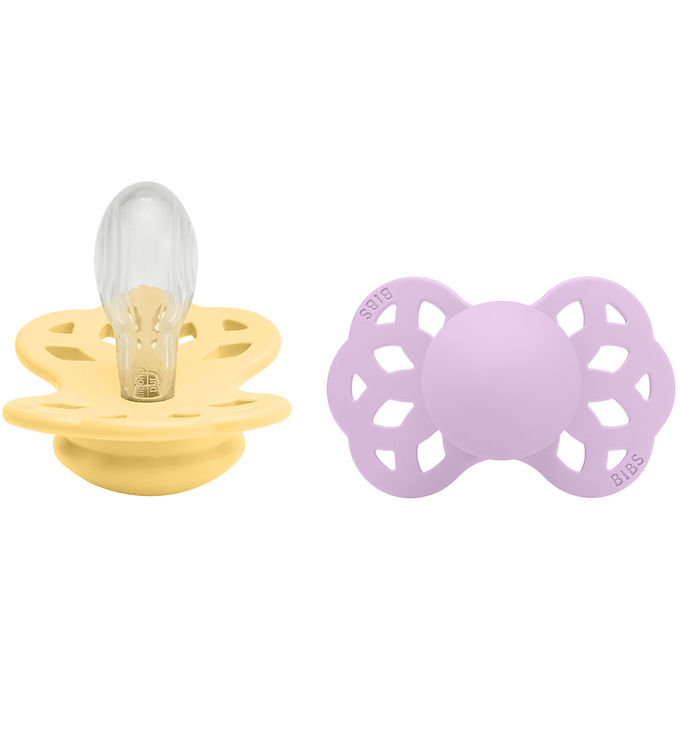 BIBS Symmetrisk Infinity Sut - 2-Pak - Str. 2 - Silikone - Pale Butter/Violet Sky