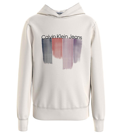 Calvin Klein Hættetrøje - Placed Brushstrokes - Whitecap Gray Calvin Klein Hættetrøje - Placed Brushstrokes - Whitecap Gray