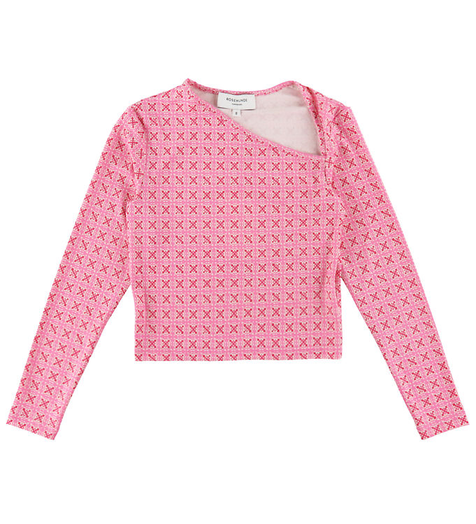 Rosemunde Bluse - Cropped - Pink Tile Print