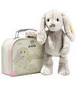 Steiff Bamse - 26 cm. - Hoppie Rabbit - In Suitcase - Grå Steiff Bamse - 26 cm. - Hoppie Rabbit - In Suitcase - Grå