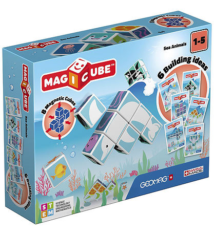 Geomag Magnetsæt - Magicube Printed Sea Animals - 6 Dele