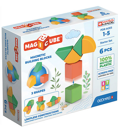 Geomag Magnetsæt - Magicube 3 Shapes Recycled - 6 Dele