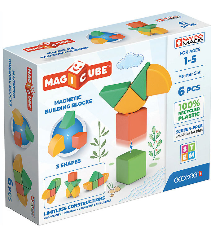 Geomag Magnetsæt - Magicube 3 Shapes Recycled - 6 Dele