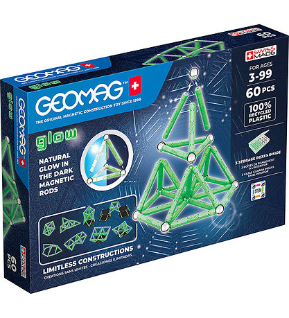 Geomag Magnetsæt - Glow Recycled - 60 Dele
