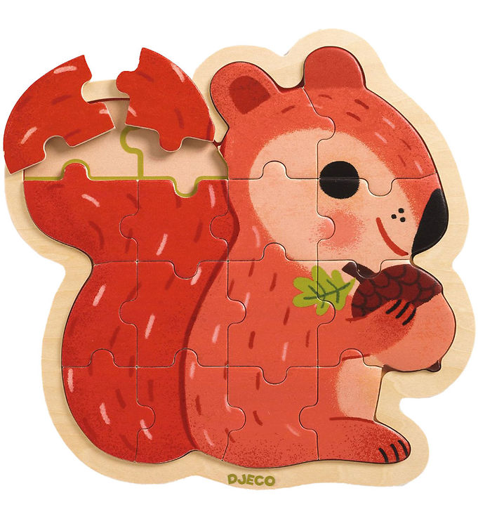 Djeco Puslespil - 16 Brikker - Træ - Egern