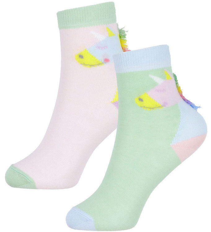 Stella McCartney Kids Strømper - 2-pak - Rosa/Grøn m. Frynser