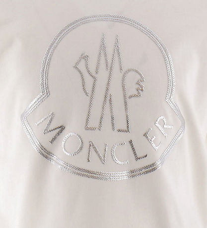 Moncler T-shirt - Off White/Sølv m. Logo