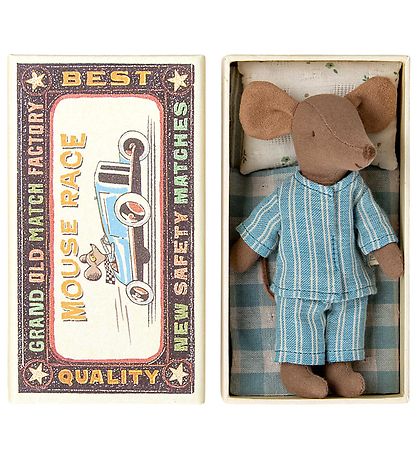 Maileg Mus - Storebror i Tændstikæske - Blå Maileg Mus - Storebror i Tændstikæske - Blå