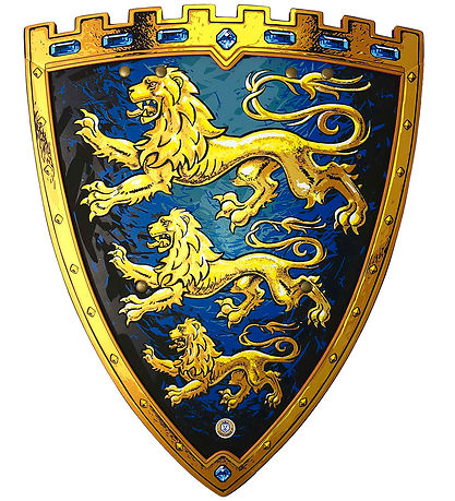 Liontouch Costume - Knight-Shield - Triple Lion - Blue/Yellow