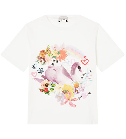 Stella McCartney Kids T-shirt - Off White m. Svane Stella McCartney Kids T-shirt - Off White m. Svane