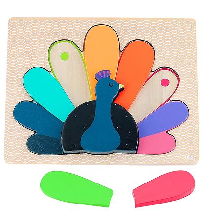 Vilac Puslespil - Træ - 8 Brikker - Påfugl