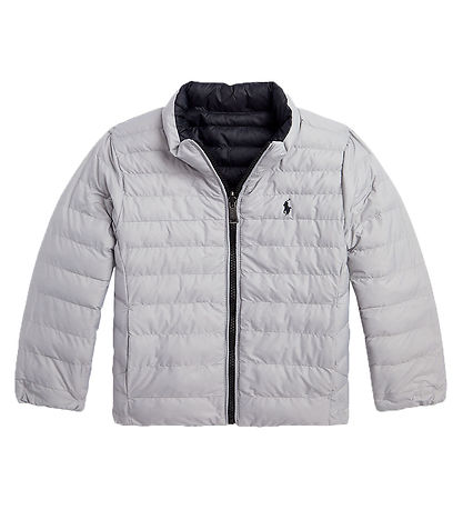 Polo Ralph Lauren Dynejakke - Vendbar - Sort/Grå