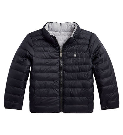 Polo Ralph Lauren Dynejakke - Vendbar - Sort/Grå