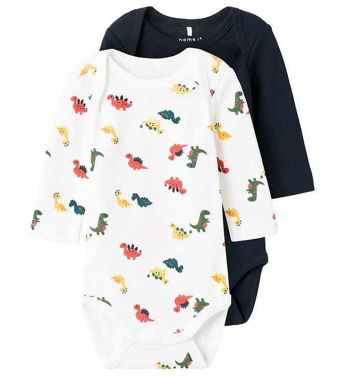 Name It NbmBody Langærmet Body 2-pak - Dino/Bright White