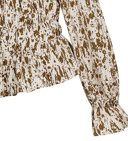 Grunt Bluse - Cropped - Ponte Off Shoulder - Creme/Lysebrun Grunt Bluse - Cropped - Ponte Off Shoulder - Creme/Lysebrun