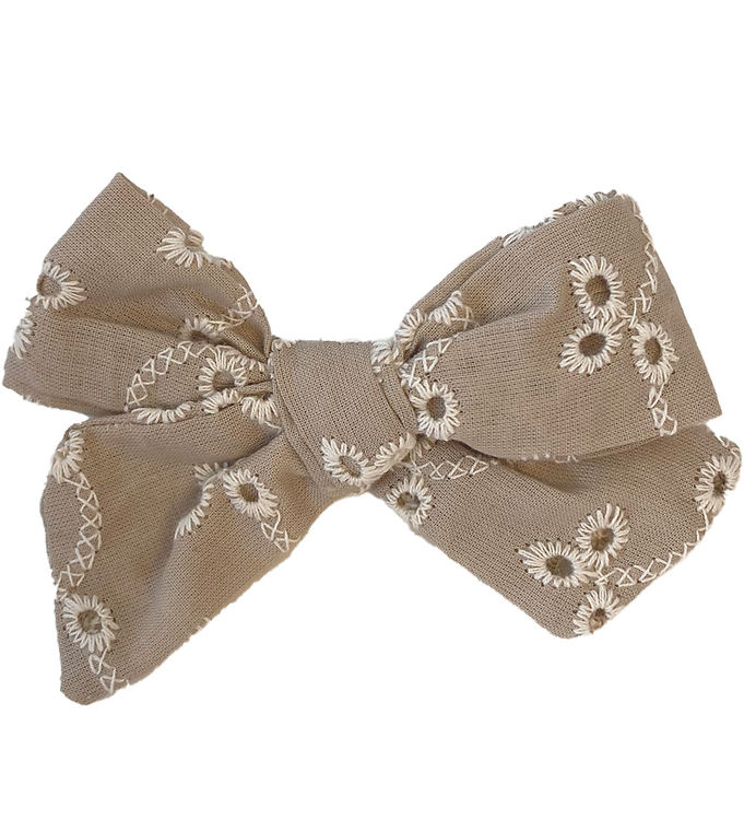 By Stær Hårspænde m. Sløjfe - Cornelia - 9x6 cm - Beige Broderi