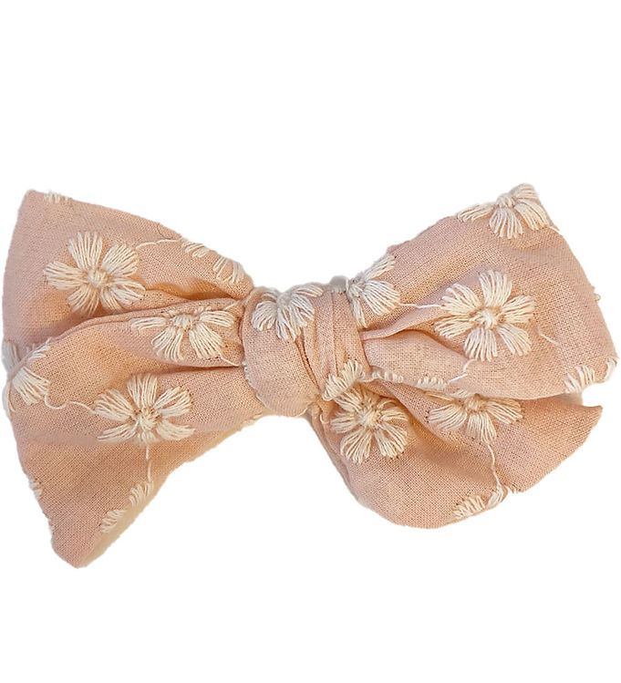 By Stær Hårspænde m. Sløjfe - Blanca - 9x6 cm - Lyserød m. Hvid