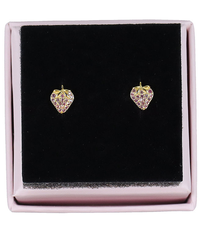 MillaVanilla Øreringe - Jordbær - Guld/Pink