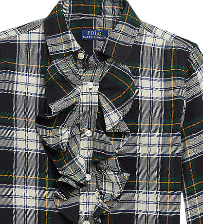 Polo Ralph Lauren Skjorte - Creme/Grønternet m. Flæse Polo Ralph Lauren Skjorte - Creme/Grønternet m. Flæse