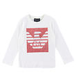 Emporio Armani Bluse - Hvid/Rød m. Pailletter Emporio Armani Bluse - Hvid/Rød m. Pailletter