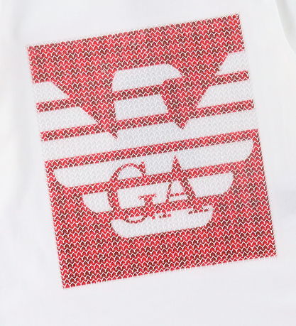 Emporio Armani Bluse - Hvid/Rød m. Pailletter