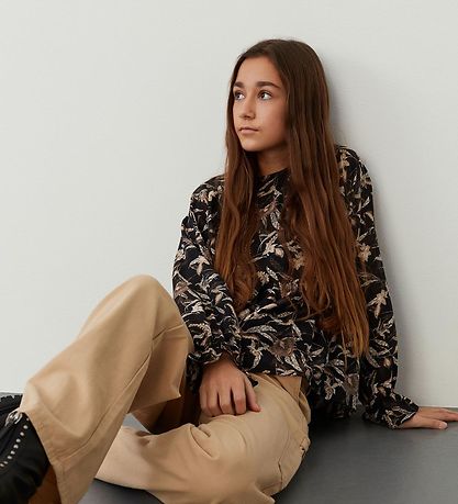 Sofie Schnoor Girls Bluse - Sort m. Mønster