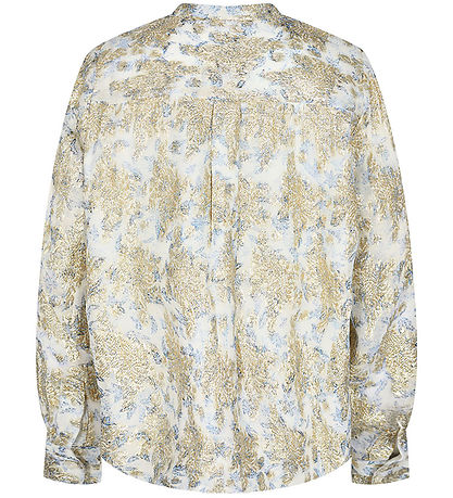 Sofie Schnoor Girls Skjortebluse - Hvid/Lyseblå m. Guld