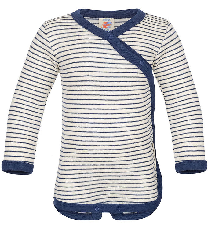 Engel Slå-Om Body l/æ - Uld/Silke - Natural/Navy Blue