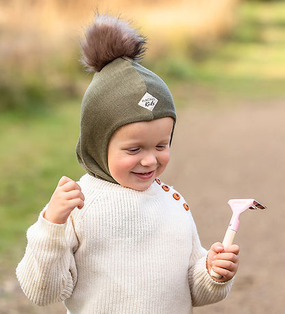 Racing Kids Elefanthue - Uld/Bomuld - 2-lags - Dark Seagrass m. Racing Kids Elefanthue - Uld/Bomuld - 2-lags - Dark Seagrass m.