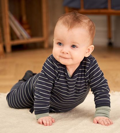 Müsli Bukser - Stripe Rib - Night Blue/Spa Green