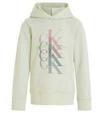 Calvin Klein Hættetrøje - Monogram Repeat - Canary Green m. Prin Calvin Klein Hættetrøje - Monogram Repeat - Canary Green m. Prin