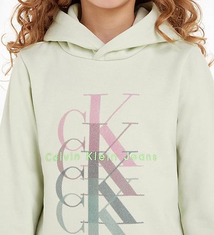 Calvin Klein Hættetrøje - Monogram Repeat - Canary Green m. Prin