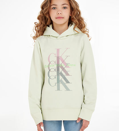 Calvin Klein Hættetrøje - Monogram Repeat - Canary Green m. Prin