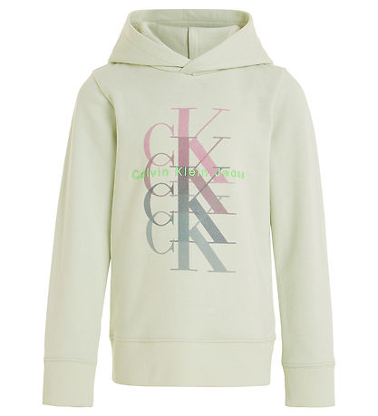 Calvin Klein Hættetrøje - Monogram Repeat - Canary Green m. Prin